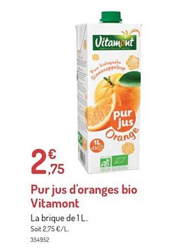 pur jus d'oranges bio vitamont