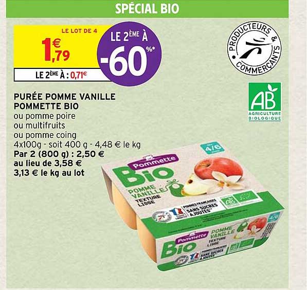 Purée Pomme Vanille Pommette Bio