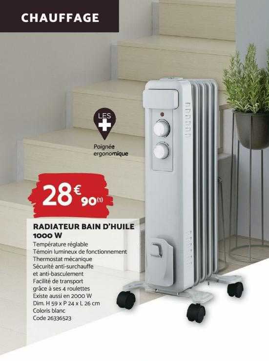 Radiateur Bain D'huile 1000 W