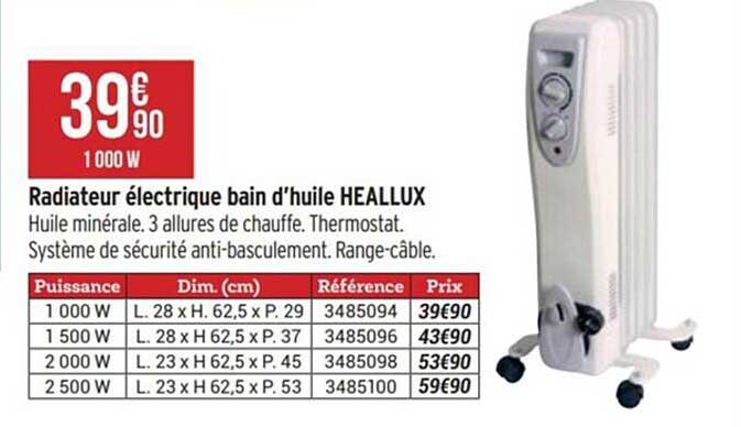 Radiateur électrique Bain D'huile Heallux