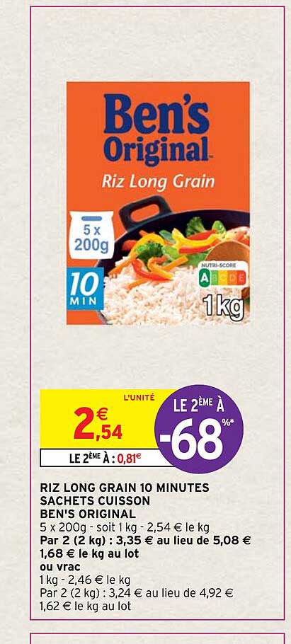 riz long grain 10 minutes sachets cuisson ben's original