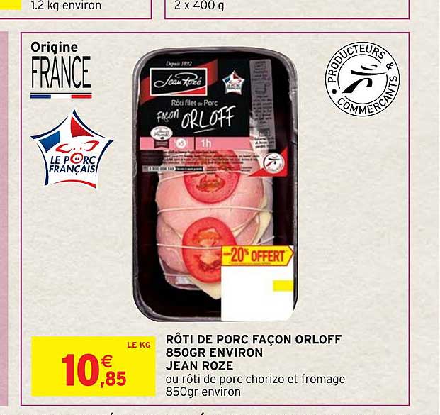 rôti de porc façon orloff 850gr environ jean rozé