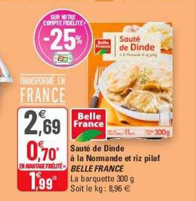 sauté de dinde à la normandie et riz pilaf belle france