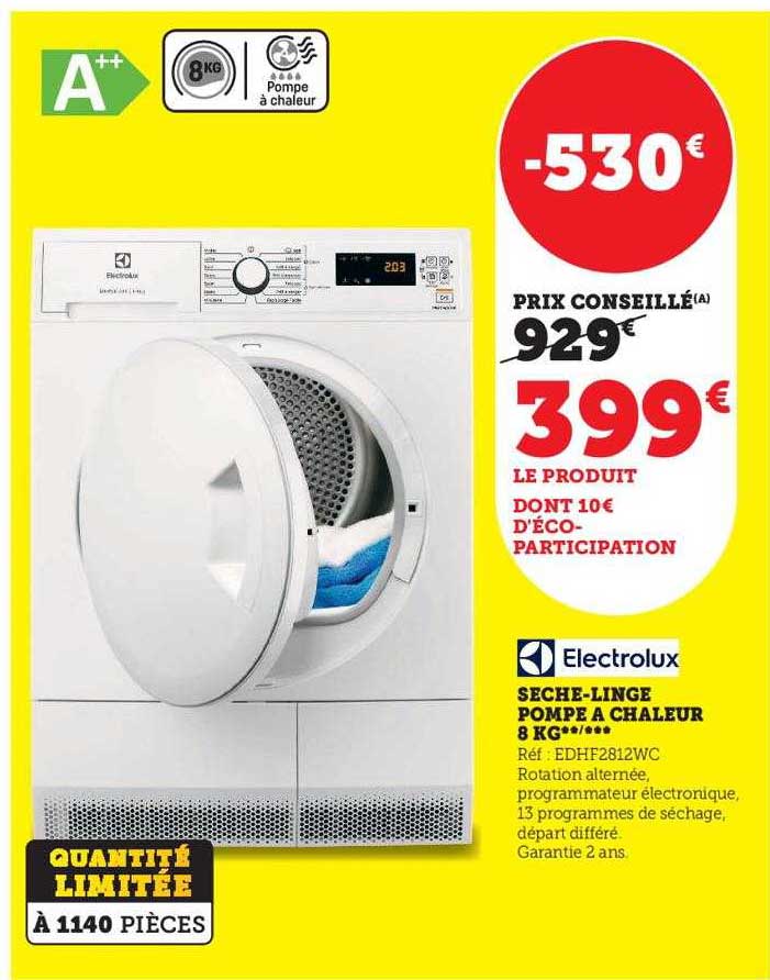 sèche-linge pompe à chaleur 8 kg electrolux