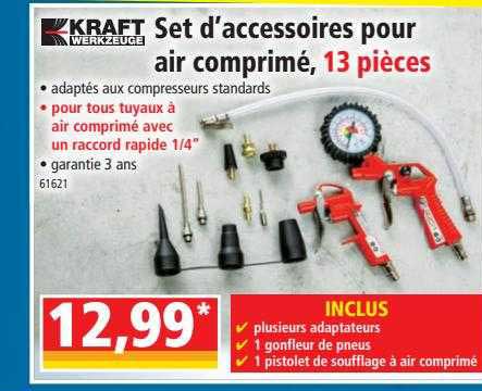 set d'accessoires pour air comprimé, 13 pièces kraft werkzeuge