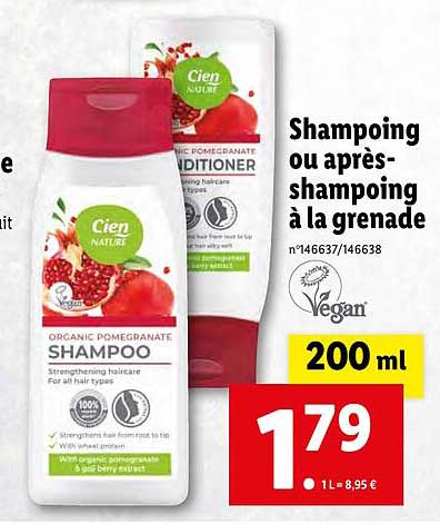 shampoing ou après-shampoing à la grenade