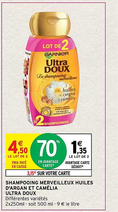 shampooing merveilleux huiles d'argan et camélia ultra doux