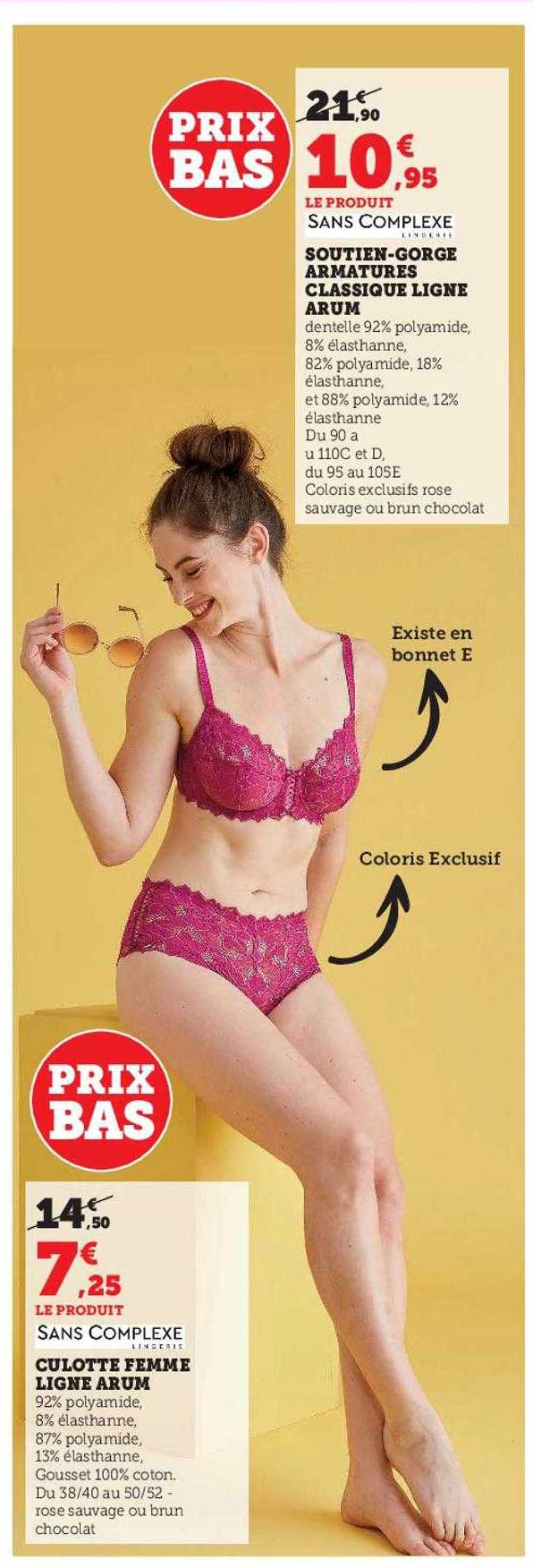 soutien-gorge armatures classique ligne arum, culotte femme ligne arum