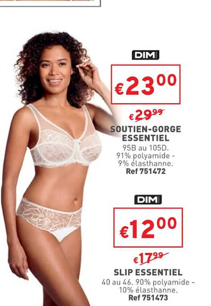 soutien-gorge essentiel dim, slip essentiel dim