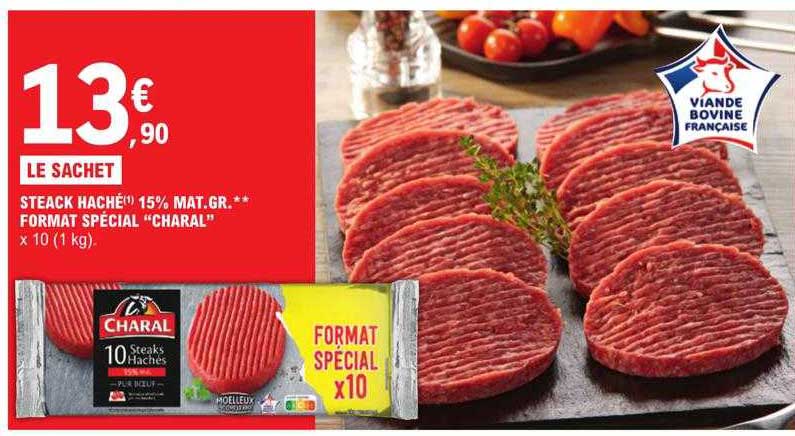 steack haché 15% mg format spécial charal