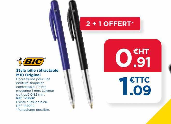 stylo bille rétractable m10 original bic