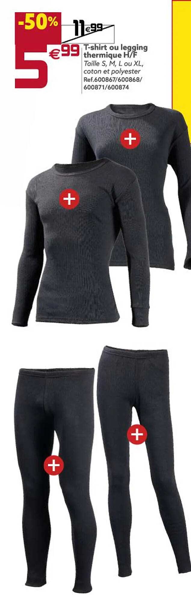 t-shirt ou legging thermique h f