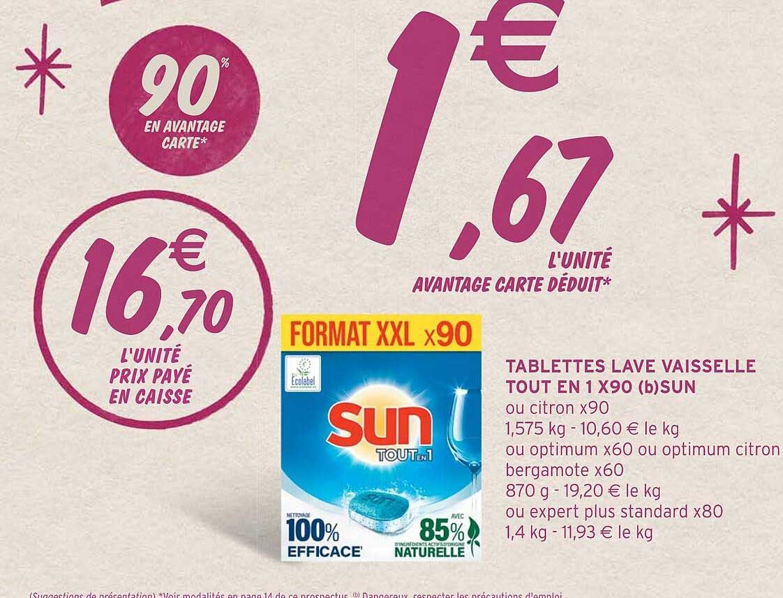 tablettes lave vaisselle tout en 1 x90 sun