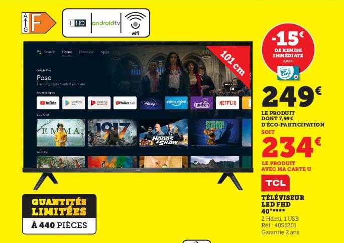 téléviseur led fhd 40" tcl