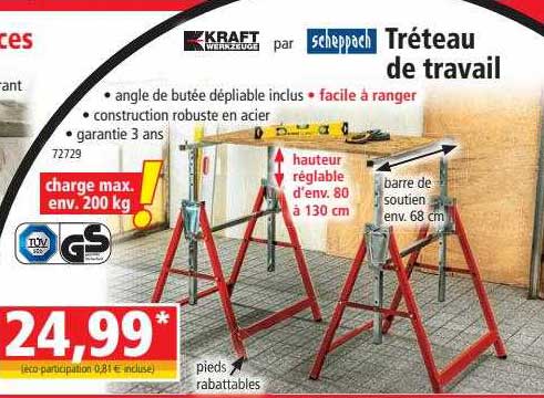 tréteau de travail kraft werkzeuge par scheppach