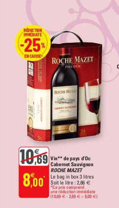 vin de pays d'oc cabernet sauvignon roche mazet