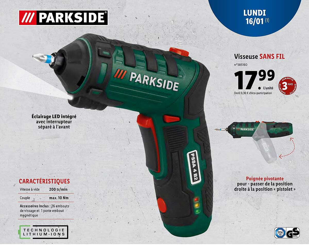 viseuse sans fil parkside