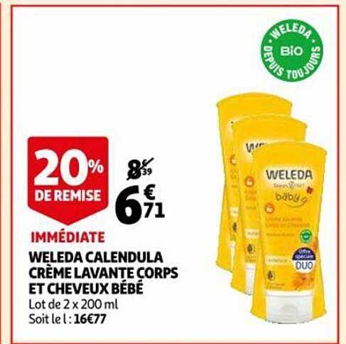 weleda calendula crème lavante corps et cheveux bébé