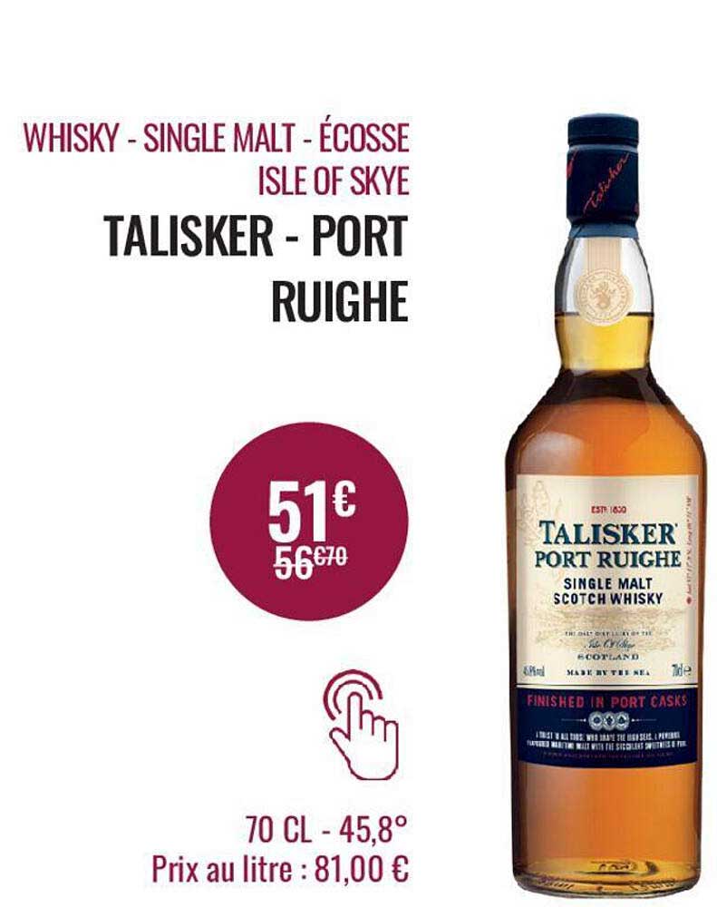 whisky - single malt - écosse isle of skye talisker - port ruighe