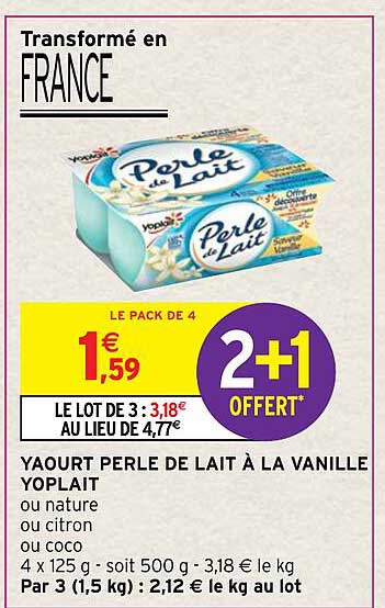 Yaourt Perle De Lait à La Vanille Yoplait