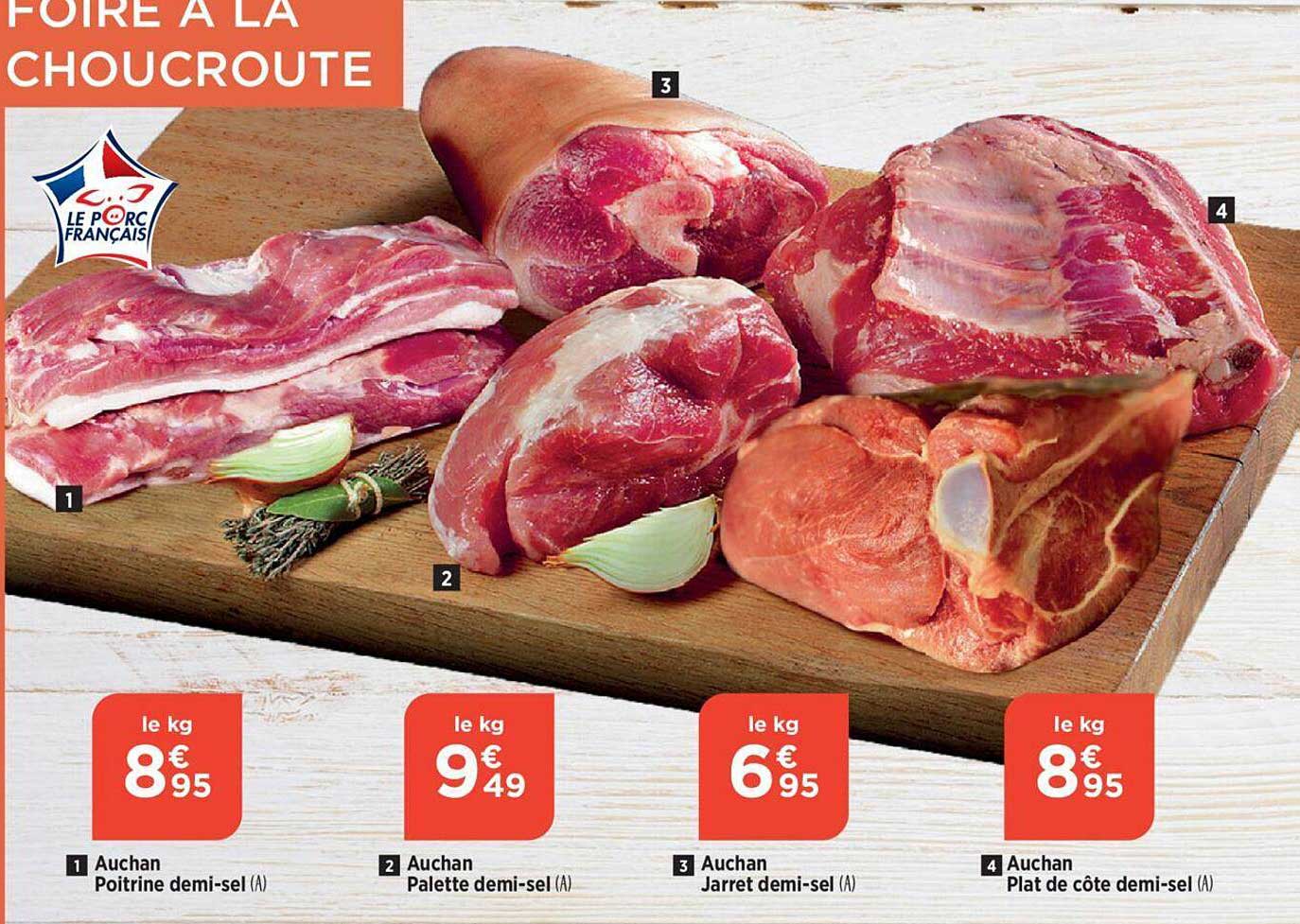auchan poitrine demi-sel, auchan palette demi-sel, auchan jarret demi-sel, auchan plat de côte demi-sel