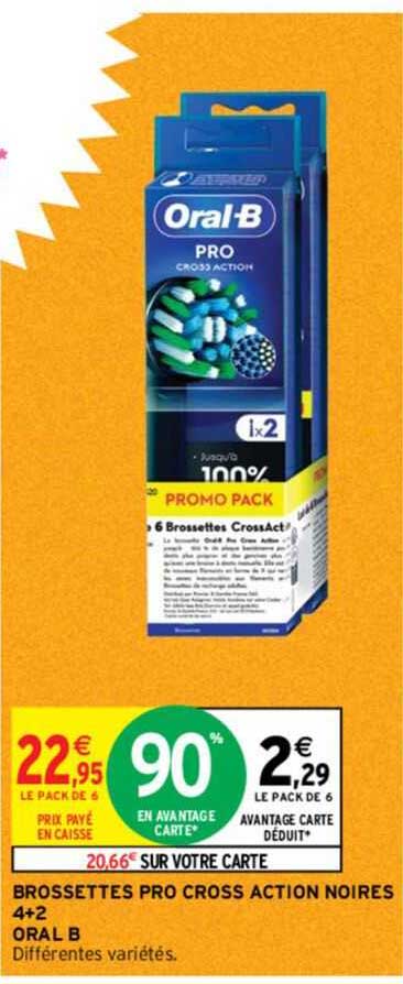 brossettes pro cross action noires 4 + 2 oral b