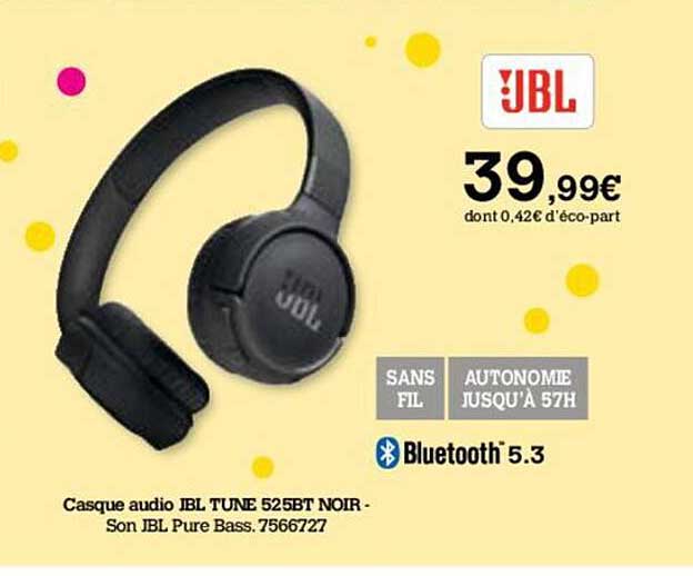 casque audio jbl tune 525bt noir
