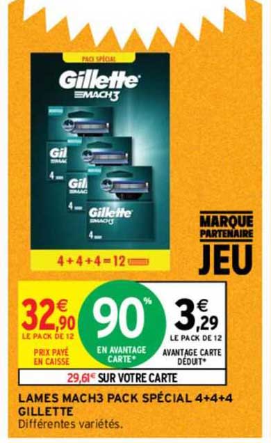 lames mach 3 pack spécial 4 + 4 + 4 gillette