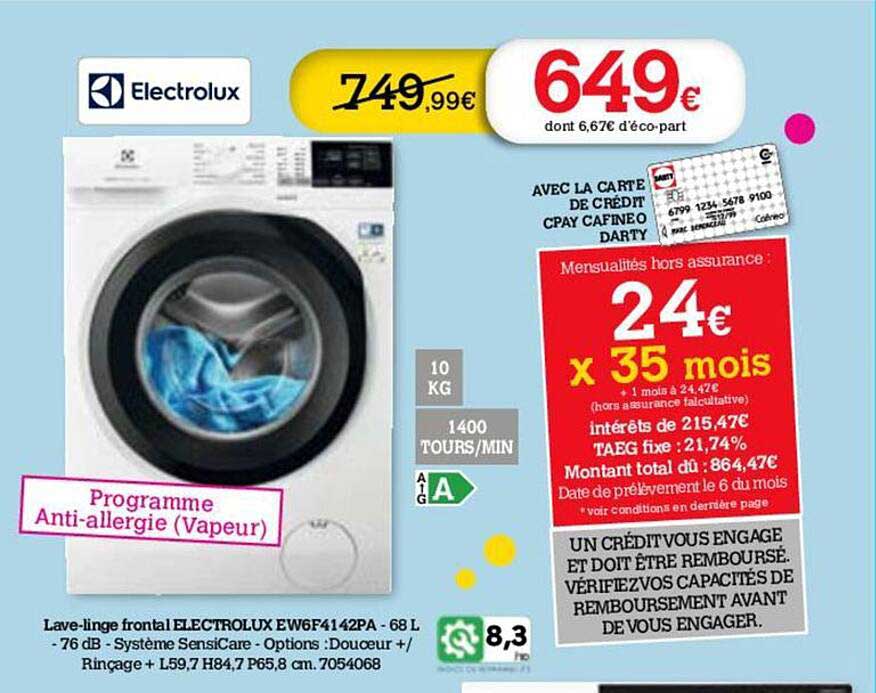 lave-linge frontal electrolux