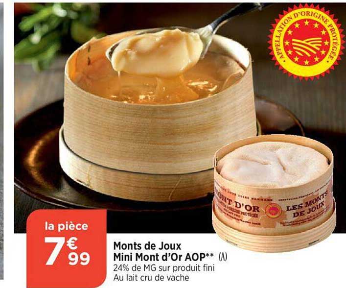 monts de joux mini mont d'or aop 24% de mg sur produit fini au lait cru de vache