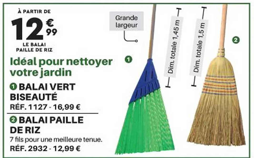 1 balai vert biseauté 2 balai paille de riz