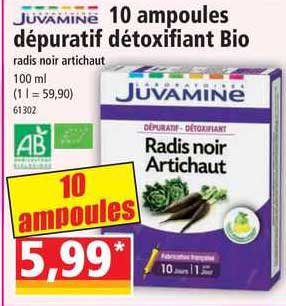 10 ampoules dépuratif détoxifiant bio juvamine