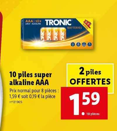 10 piles super alkaline aaa tronic