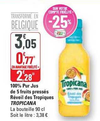 100% Pur Jus De 5 Fruits Pressés Réveil Des Tropiques Tropicana
