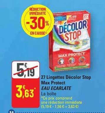27 Lingettes Décolor Stop Max Protect Eau écarlate
