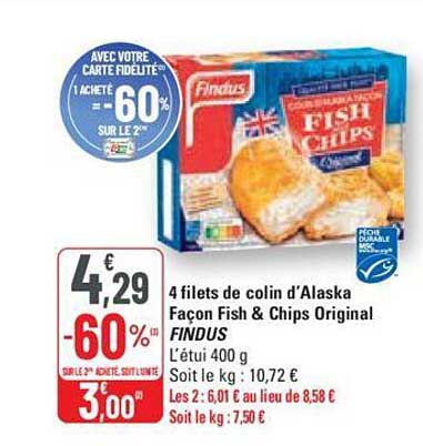 4 filets de colin d'alaska façon fish & chips original findus