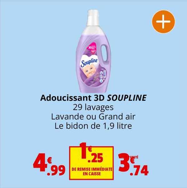 adoucissant 3d soupline 29 lavages lavande ou grand air