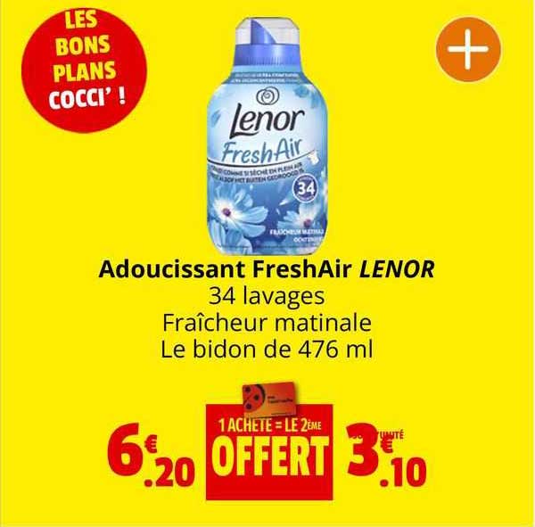adoucissant freshAir lenor 34 lavages fraîcheur matinale