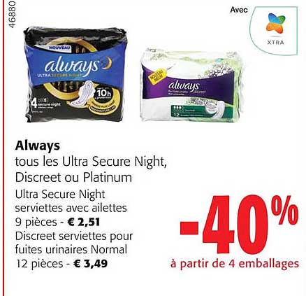always tous les ultra secure night, discreet ou platinum