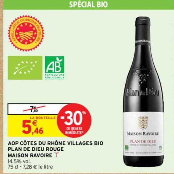 aop côtes du rhône villages bio plan de dieu rouge maison ravoire