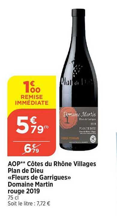 aop côtes du rhône villages plan de dieu «fleurs de garrigues» domaine martin rouge 2019