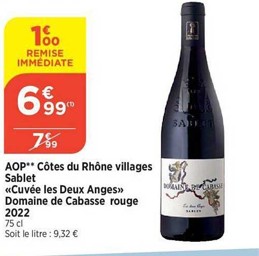 aop côtes du rhône villages sablet «cuvée les deux anges» domaine de cabasse rouge 2022