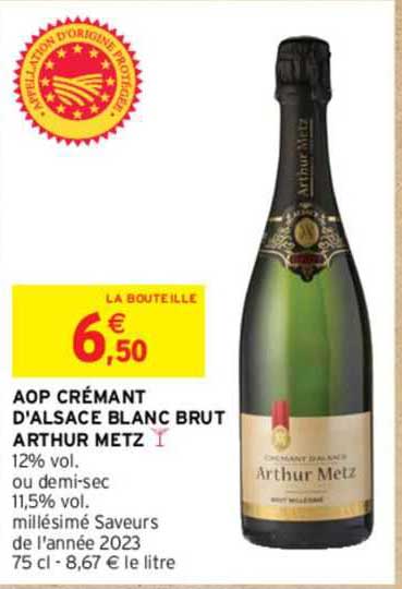 aop crémant d'alsace blanc brut arthur metz
