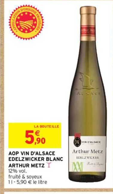 aop vin d'alsace edelzwicker blanc arthur metz