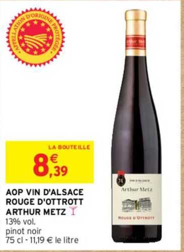 aop vin d'alsace rouge d'ottrott arthur metz