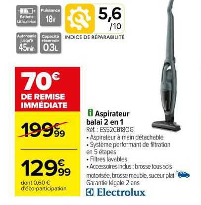 Aspirateur Balai 2 En 1 Electrolux