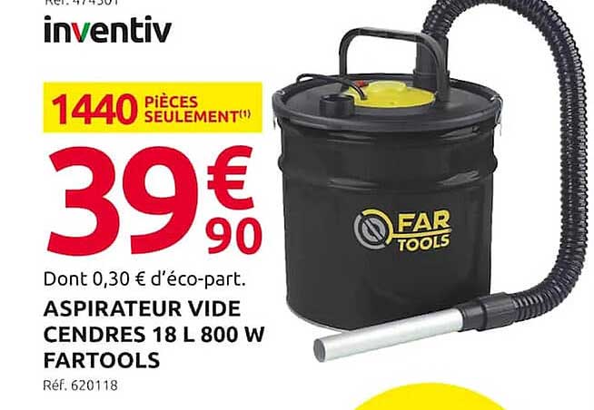 aspirateur vide cendres 18 l 800 w fartools