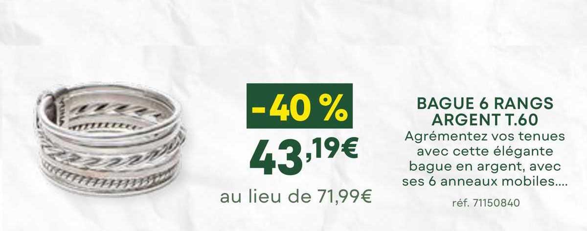 bague 6 rangs argent t.60