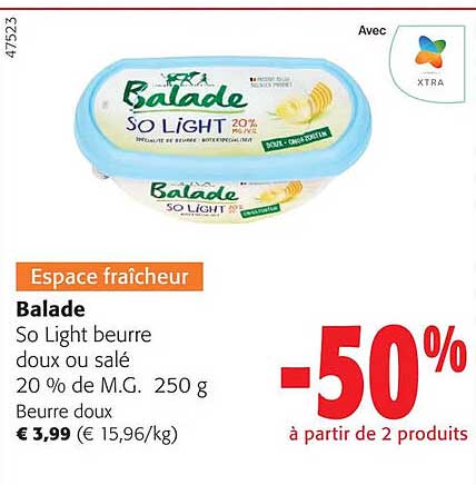 balade so light beurre doux ou salé 20% de m.g.