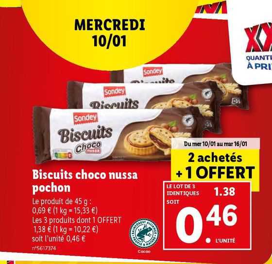 Biscuits Choco Nussa Pochon Sondey
